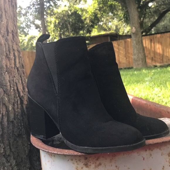 Express Shoes - Express Black Suede Booties 6